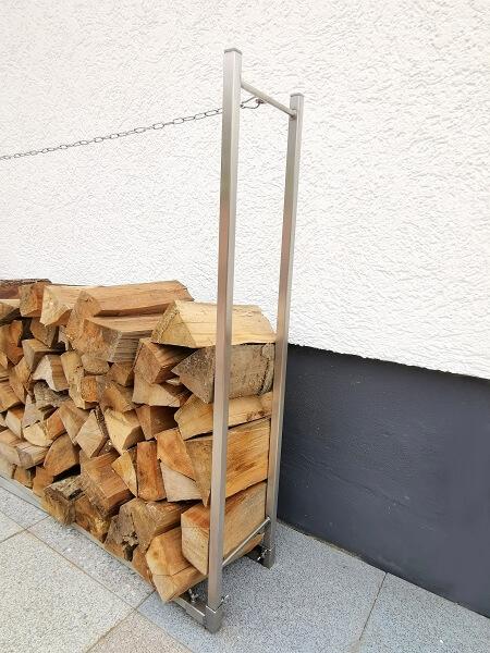 Namor Kaminholzstapehilfe aus Edelstahl Holzstapelhalter Holzlager Kaminholzregal V2A | made in Germany